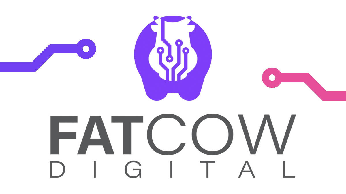 Fatcow Digital Marketing Agency Logo and Purple and Pink Elements